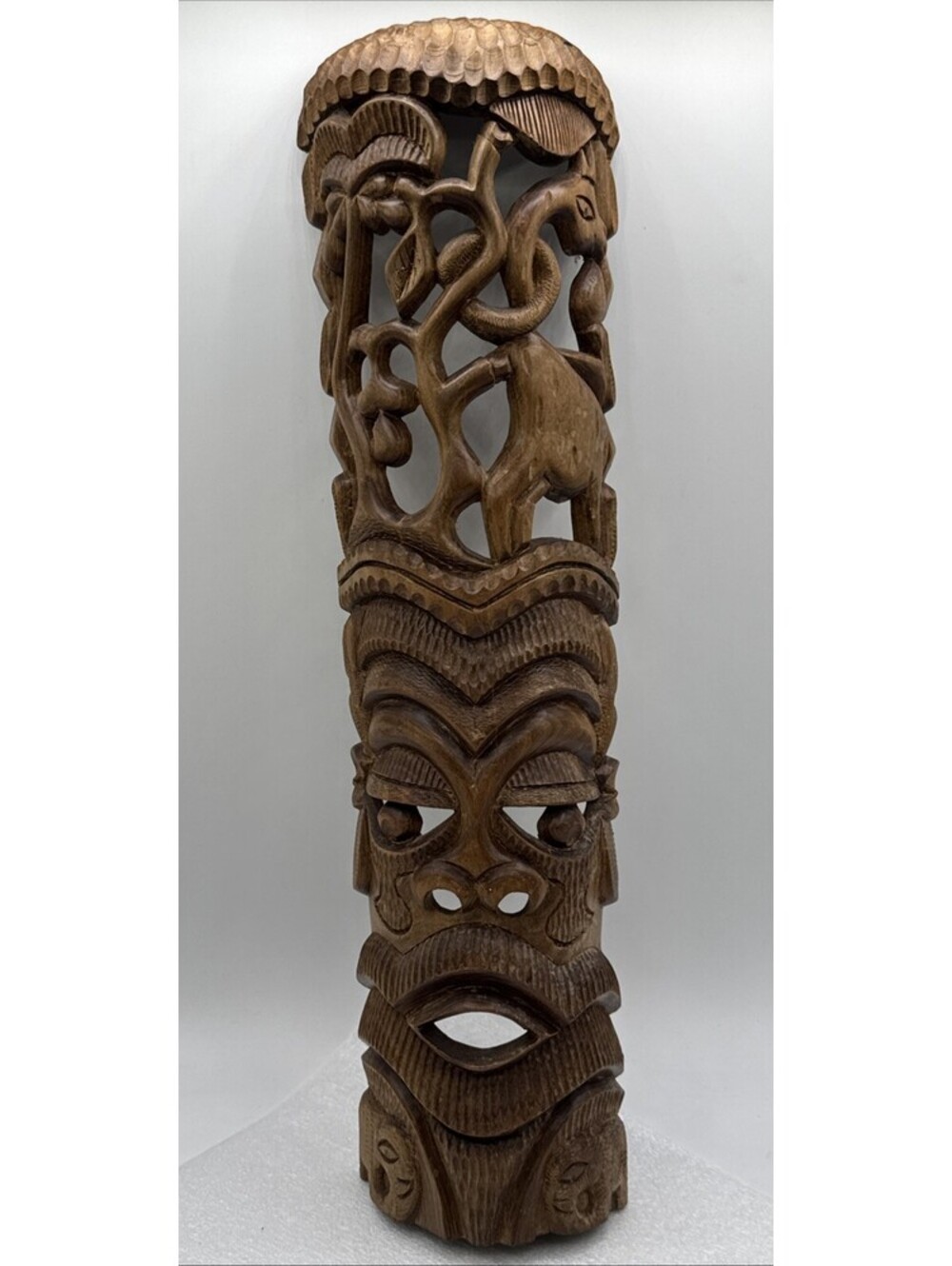 Makonde Ujamaa "Tree of Life" Wood Carved 20” Wall Hanging Basal Mask Mozambique